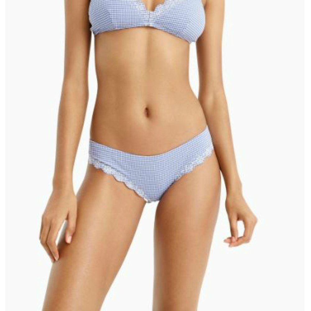 New J.crew Scalloped Bikini Bottom Gingham Small S